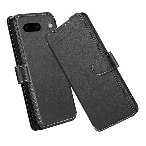 ELESNOW Hülle für Google Pixel 8A, Premium Leder Klappbar Wallet Schutzhülle Tasche Handyhülle mit [ Magnetisch, Kartenfach]für Google Pixel 8A Hülle (Schwarz) von ELESNOW