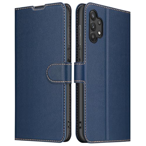 ELESNOW Hülle für Samsung Galaxy A32 5G, Premium Leder Klappbar Wallet Schutzhülle Tasche Handyhülle mit [Magnetisch, Kartenfach, Standfunktion] für Samsung Galaxy A32 5G (Blau) von ELESNOW