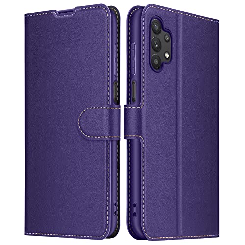 ELESNOW Hülle für Samsung Galaxy A32 5G, Premium Leder Klappbar Wallet Schutzhülle Tasche Handyhülle mit [Magnetisch, Kartenfach, Standfunktion] für Samsung Galaxy A32 5G (Violett) von ELESNOW