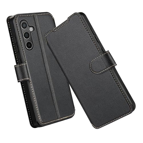 ELESNOW Hülle für Samsung Galaxy A55 5G, Premium Leder Klappbar Wallet Schutzhülle Tasche Handyhülle mit [ Magnetisch, Kartenfach, Standfunktion ]für Samsung Galaxy A55 5G hülle (Schwarz) von ELESNOW
