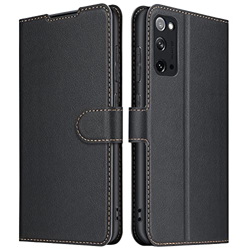 ELESNOW Hülle für Samsung Galaxy S20, Premium Leder Klappbar Wallet Schutzhülle Tasche Handyhülle mit [Magnetisch, Kartenfach, Standfunktion] für Samsung Galaxy S20 (Schwarz) von ELESNOW