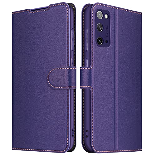 ELESNOW Hülle für Samsung Galaxy S20, Premium Leder Wallet Flip Case Cover Magnetverschluss Kompatibel mit Samsung Galaxy S20 (lila) von ELESNOW