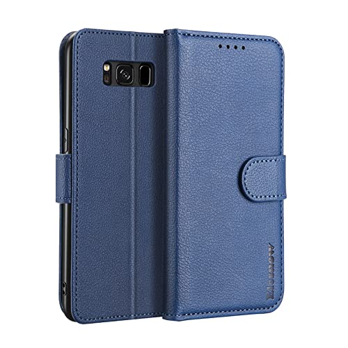 ELESNOW Hülle für Samsung Galaxy S8, Klappbar Flip Leder Hülle mit Kartenfach Ständer Handyhülle Magnetisch Schutzhülle für Samsung Galaxy S8 (Blau) von ELESNOW