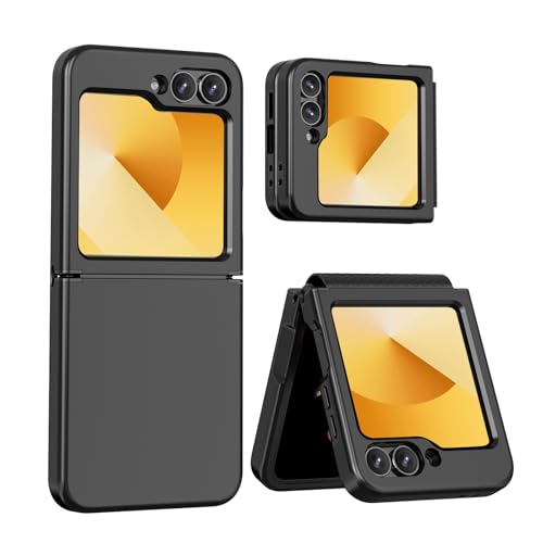 ELESNOW Hülle für Samsung Galaxy Z Flip 6, mit Scharnierschutz, Dual Layer Hard PC & Soft TPU, Stoßfest, Schwarz von ELESNOW