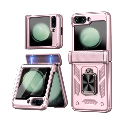 ELESNOW Hülle für Samsung Galaxy Z Flip 6 Handyhülle mit Scharnierschutz & Displayschutzfolie, Drehbarer Ring Ständer Robuste Rüstung Stoßfest Schutzhülle Case für Samsung Galaxy Z Flip6 5G (Rosa) ELESNOW Hülle für Samsung Galaxy Z Flip 6 Handyhülle mit Scharnierschutz & Displayschutzfolie, Drehbarer Ring Ständer Robuste Rüstung Stoßfest Schutzhülle Case für Samsung Galaxy Z Flip6 5G (Rosa) von ELESNOW