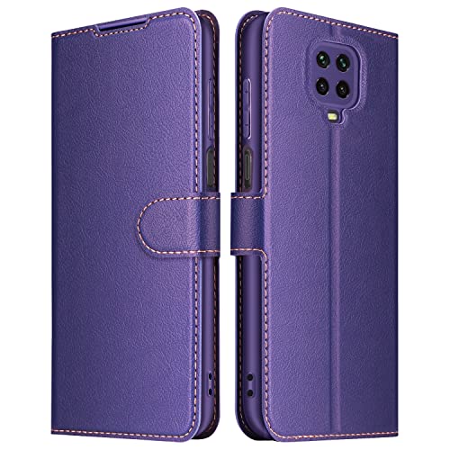 ELESNOW Hülle für Xiaomi Redmi Note 9S / Note 9 Pro, Premium Leder Flip Schutzhülle Tasche Handyhülle mit [Magnetisch, Kartenfach, Standfunktion] für Redmi Note 9S / Note 9 Pro (Lila) von ELESNOW
