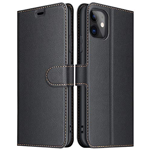 ELESNOW Hülle für iPhone 11, Premium Leder Klappbar Wallet Schutzhülle Tasche Handyhülle mit [Magnetisch, Kartenfach, Standfunktion] Case Cover für Apple iPhone 11 (Schwarz) von ELESNOW