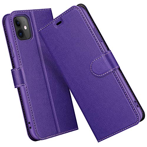 ELESNOW Hülle für iPhone 11, Premium PU Leder Klappbar Wallet Schutzhülle Tasche Handyhülle mit [ Magnetisch, Kartenfach, Standfunktion ] für Apple iPhone 11-6.1" (Lila) von ELESNOW