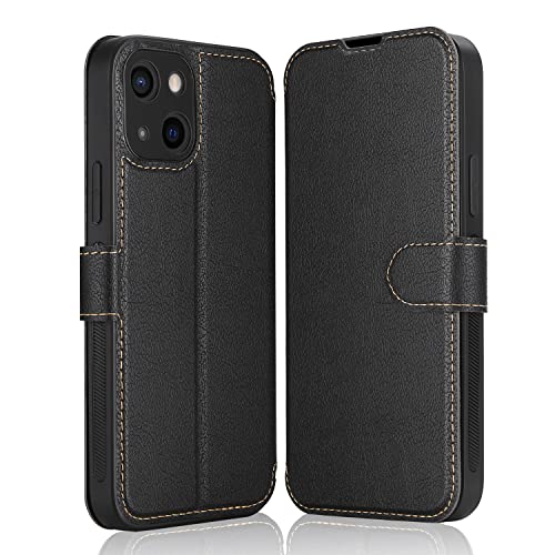 ELESNOW Hülle für iPhone 14 Plus - 6.7", Premium PU Leder Klappbar Wallet Schutzhülle Tasche Handyhülle mit [Magnetisch, Kartenfach, Standfunktion] für Apple iPhone 14 Plus (Schwarz) von ELESNOW