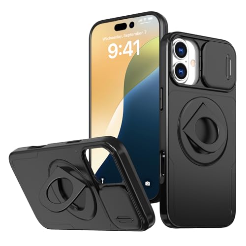 ELESNOW Hülle für iPhone 16 Plus [MagSafe Kompatibel] Stoßfeste Magnetische Handyhülle Schutzhülle mit Kameraschutz & Unsichtbarem Ständer | Anti-Kratz Schutzrahmen (Schwarz) von ELESNOW