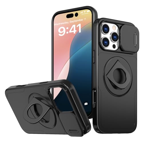 ELESNOW Hülle für Apple iPhone 16 Pro [MagSafe Kompatibel] Stoßfeste Magnetische Handyhülle Schutzhülle mit Kameraschutz & Unsichtbarem Ständer | Anti-Kratz Schutzrahmen (Schwarz) von ELESNOW