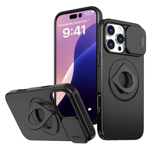 ELESNOW Hülle für Apple iPhone 16 Pro Max [MagSafe Kompatibel] Stoßfeste Magnetische Handyhülle Schutzhülle mit Kameraschutz & Unsichtbarem Ständer | Anti-Kratz Schutzrahmen (Schwarz) von ELESNOW