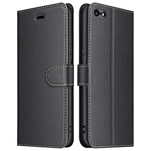 ELESNOW Hülle für iPhone 6 / 6s, Premium Leder Flip Wallet Schutzhülle Tasche Handyhülle für Apple iPhone 6 / 6s (Schwarz) von ELESNOW