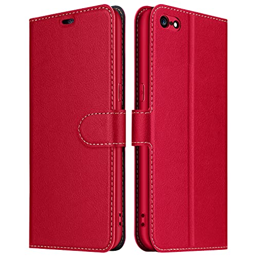 ELESNOW Hülle für iPhone 6 Plus / 6s Plus - 5.5", Premium Leder Klappbar Wallet Schutzhülle Tasche Handyhülle mit [Magnetisch, Kartenfach, Standfunktion] für Apple iPhone 6 Plus / 6s Plus (Rot) von ELESNOW