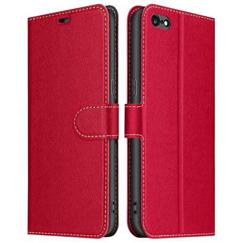 ELESNOW Hülle für iPhone 6 Plus / 6s Plus - 5.5", Premium Leder Klappbar Wallet Schutzhülle Tasche Handyhülle mit [Magnetisch, Kartenfach, Standfunktion] für Apple iPhone 6 Plus / 6s Plus (Rot) von ELESNOW