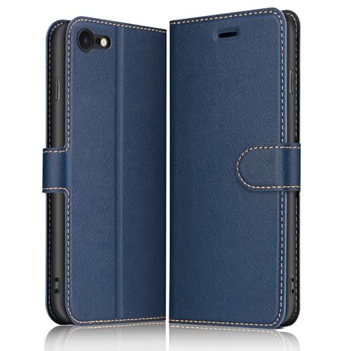 ELESNOW Hülle für iPhone SE 2022 / iPhone SE 2020 / iPhone 7 / iPhone 8-4.7", Premium Leder Flip Wallet Schutzhülle Tasche Handyhülle für Apple iPhone SE 2022 / SE 2020/8 / 7 (Blau) von ELESNOW