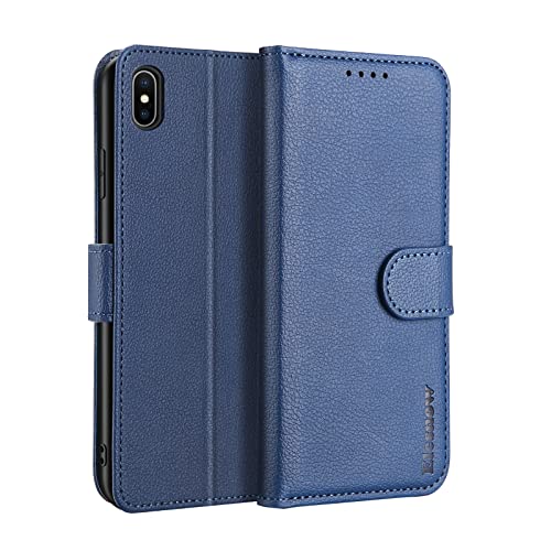 ELESNOW Hülle für iPhone X/XS, Klappbar Flip Leder Hülle mit Kartenfach Ständer Handyhülle Magnetisch Schutzhülle für Apple iPhone X/XS - 5,8" (Blau) von ELESNOW