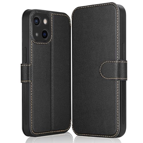 ELESNOW Hülle iPhone 15, PU Leder Schutzhülle iPhone 15 Klappbar Wallet Tasche Handyhülle mit [Magnetisch, Kartenfach, Standfunktion] Flip Case für Apple iPhone 15-6.1" (Schwarz) von ELESNOW