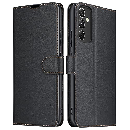 ELESNOW Samsung Galaxy A34 Hülle, PU Leder Wallet Klappbar Schutzhülle Flip Case Handyhülle Magnetisches Stoßfeste Klapphülle für Samsung Galaxy A34 5G (Schwarz) von ELESNOW