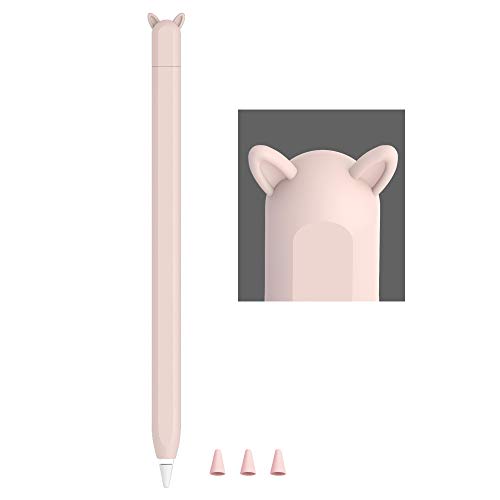 Cute Ear Case Silikon Skin Cover für Apple Pencil 2nd Generation und Protective Feder Cover Zubehör kompatibel mit iPad Pro 11 12,9 Zoll Pink von ELETIUO