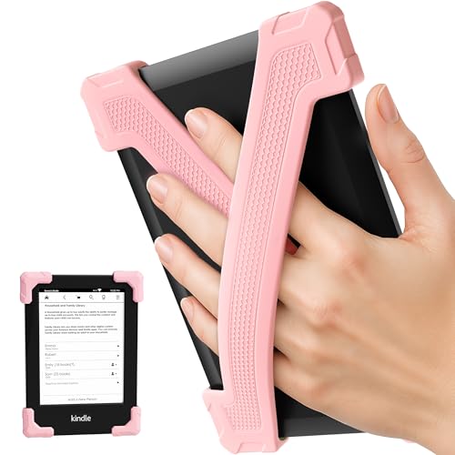 ELETIUO Handschlaufe für Kindle Basic Gen 11 (2022) & Kobo Nia, leichter Silikongriff für 15,2 cm E-Reader, sichere rutschfeste Halterung für bequemes Lesen, klein, Pink, 2 Stück von ELETIUO
