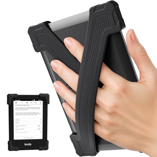 ELETIUO Handschlaufe für Kindle Basic Gen 11 (2022) & Kobo Nia, leichter Silikongriff für 15,2 cm E-Reader, sichere rutschfeste Halterung für bequemes Lesen, klein, Schwarz von ELETIUO