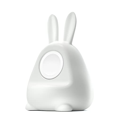 ELETIUO Ladegerät-Ständer aus Silikon für Apple Watch Series 8/Ultra/SE2/7/6/SE/5/4/3/2/1 (49/45/44/42/41/40/38 mm), Bunny iWatch Ladestation, unterstützt Nachttisch-Modus, weiß ite von ELETIUO