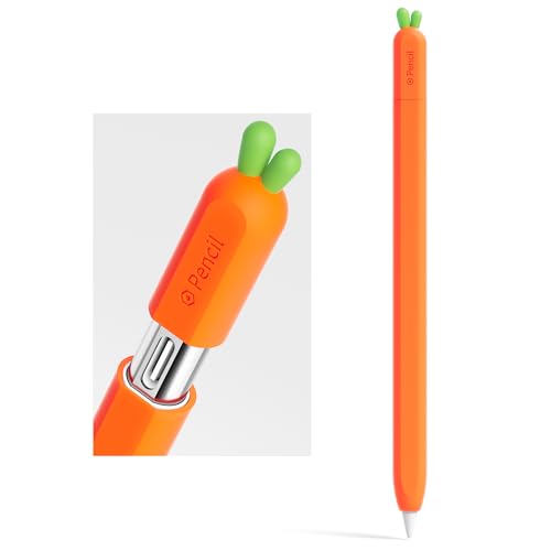 ELETIUO Silikon - Schutzhaube für Apple Pencil (USB - C) | Anti - Rutschgriff mit Kappe | Magnetkompatibel für Apple Pencil 3. Generation | Karotten - Design von ELETIUO