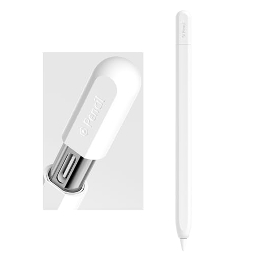 ELETIUO Silikon-Schutzhülle, kompatibel mit Apple Pencil (USB-C), schützende Griffhülle mit Kappenzubehör, rutschfeste Abdeckung, unterstützt magnetisch, für Apple Pencil 3. Generation, einfach weiß von ELETIUO