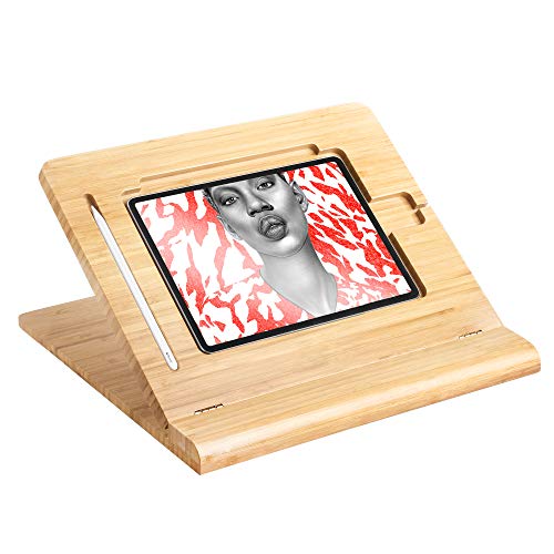 ELETIUO Tablet-Schreibtisch-Ständer, höhenverstellbar, Faltbarer Bambus-Zeichen-iPad-Halter, tragbarer Ständer mit Mehreren Winkeln, kompatibel mit 12,9 Zoll iPad Pro 3. / 4. Generation von ELETIUO