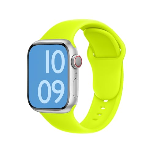 ELETTRONEO C1A Armband für Apple Watch Band Ultra 2 49mm, Series 10 46mm, 9 8 7 45mm 41mm, SE 6 5 4 44mm 40mm, 3 2 1 42mm 38mm Damen Herren Sport Silikon Strap Leuchtendes Gelb ELETTRONEO C1A Armband für Apple Watch Band Ultra 2 49mm, Series 10 46mm, 9 8 7 45mm 41mm, SE 6 5 4 44mm 40mm, 3 2 1 42mm 38mm Damen Herren Sport Silikon Strap Leuchtendes Gelb von ELETTRONEO