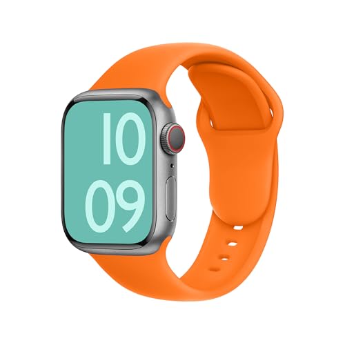 ELETTRONEO C1A Armband für Apple Watch Band Ultra 2 49mm, Series 10 46mm, 9 8 7 45mm 41mm, SE 6 5 4 44mm 40mm, 3 2 1 42mm 38mm Damen Herren Sport Silikon Strap Orange ELETTRONEO C1A Armband für Apple Watch Band Ultra 2 49mm, Series 10 46mm, 9 8 7 45mm 41mm, SE 6 5 4 44mm 40mm, 3 2 1 42mm 38mm Damen Herren Sport Silikon Strap Orange von ELETTRONEO