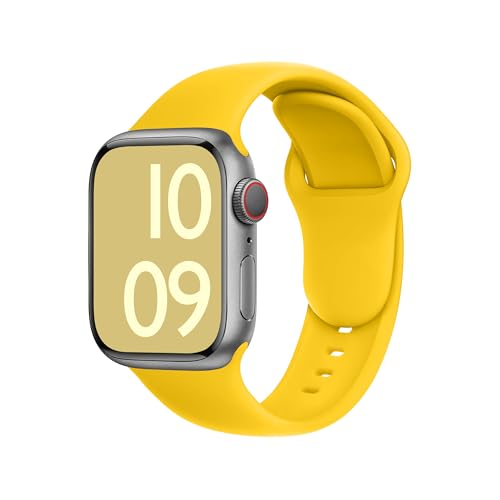 ELETTRONEO C1A Armband für Apple Watch Band Ultra 2 49mm, Series 10 46mm, 9 8 7 45mm 41mm, SE 6 5 4 44mm 40mm, 3 2 1 42mm 38mm Damen Herren Sport Silikon Strap Zitronengelb ELETTRONEO C1A Armband für Apple Watch Band Ultra 2 49mm, Series 10 46mm, 9 8 7 45mm 41mm, SE 6 5 4 44mm 40mm, 3 2 1 42mm 38mm Damen Herren Sport Silikon Strap Zitronengelb von ELETTRONEO