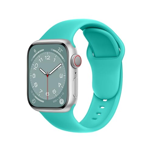 ELETTRONEO SBC1 Armband für Apple Watch Band Ultra 2 49mm, Series 10 46mm, 9 8 7 45mm 41mm, SE 6 5 4 44mm 40mm, 3 2 1 42mm 38mm Damen Herren Sport Silikon Strap, Seeblau ELETTRONEO SBC1 Armband für Apple Watch Band Ultra 2 49mm, Series 10 46mm, 9 8 7 45mm 41mm, SE 6 5 4 44mm 40mm, 3 2 1 42mm 38mm Damen Herren Sport Silikon Strap, Seeblau von ELETTRONEO
