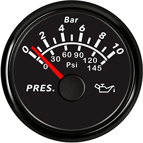 ELING 52 mm (2 Zoll) Öldruckmesser 0–10 bar 0–145 PSI wasserdicht 9–32 V mit Hintergrundbeleuchtung für Traktoren SUVs Schnellboote von ELING