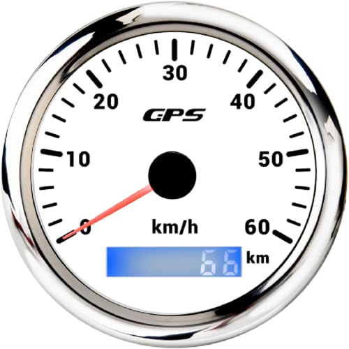 ELING 85 mm GPS-Tachometer 0–60 km/h mit GPS Antenne mit 7 Farben Hintergrundbeleuchtung für Traktoren Schiffe Yachten von ELING
