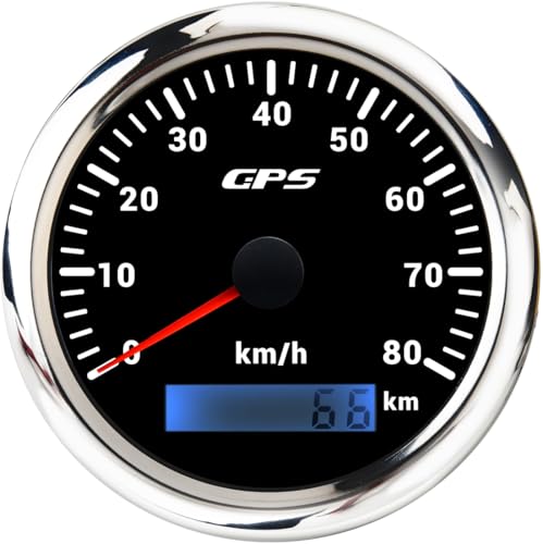ELING 85 mm GPS-Tachometer Kilometerzähler 0–80 km/h mit GPS-Antenne 7 Farben Hintergrundbeleuchtung, Geschwindigkeitsanzeige für Motorboote und LKWs von ELING