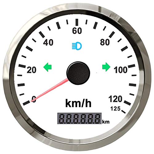 ELING Universal GPS Tachometer 125 km/h Odo 3 3/8 Zoll (85 mm) mit Hintergrundbeleuchtung 9-32 V von ELING