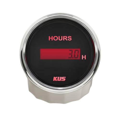 KUS 52 mm (2 Zoll) digitaler Stundenzähler 0–99999,9 Stunden mit Hintergrundbeleuchtung 12 V 24 Volt für Autos LKWs Motorräder von ELING