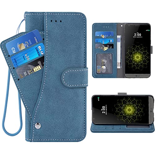 ELISORLI Kompatibel mit LG G5 Wallet Case Wrist Strap Lanyard Leder Flip Card Holder Stand Cell Zubehör Folio Geldbörse Kreditausweis Slot Magnetische Handyhülle für LGG5 SE LG5 G 5 5G Damen Herren von ELISORLI