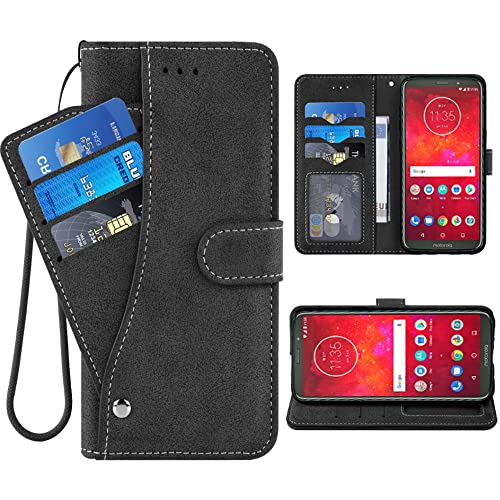 ELISORLI Kompatibel mit Moto Z3/Z3 Play Wallet Case Wrist Strap Lanyard Leder Flip Card Holder Stand Cell Accessories Folio Phone Cover for Motorola MotoZ3 Z 3case 3 3Z Z3play Women Men -Black ELISORLI Kompatibel mit Moto Z3/Z3 Play Wallet Case Wrist Strap Lanyard Leder Flip Card Holder Stand Cell Accessories Folio Phone Cover for Motorola MotoZ3 Z 3case 3 3Z Z3play Women Men -Black von ELISORLI