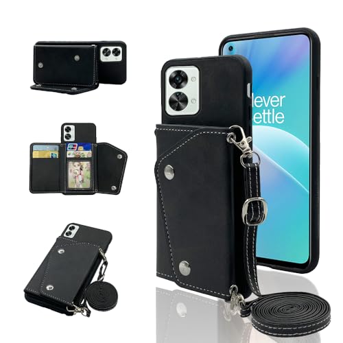 ELISORLI Kompatibel mit OnePlus Nord 2T 5G Wallet Cover mit Crossbody Schultergurt und Lederständer Kreditkartenhalter Handyhülle für One Plus On 1 Plus 1plus One+ 1+ Nord2T T2 GirlsBlack ELISORLI Kompatibel mit OnePlus Nord 2T 5G Wallet Cover mit Crossbody Schultergurt und Lederständer Kreditkartenhalter Handyhülle für One Plus On 1 Plus 1plus One+ 1+ Nord2T T2 GirlsBlack von ELISORLI