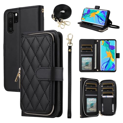 ELISORLI Schutzhülle für Huawei P30 Pro mit Handschlaufe, Schultergurt, 9 Kartenfächer, Reißverschluss, luxuriöses PU-Leder, Ständer, Handyhülle für Hawaii P30Pro P 30 Pro30, Schwarz ELISORLI Schutzhülle für Huawei P30 Pro mit Handschlaufe, Schultergurt, 9 Kartenfächer, Reißverschluss, luxuriöses PU-Leder, Ständer, Handyhülle für Hawaii P30Pro P 30 Pro30, Schwarz von ELISORLI