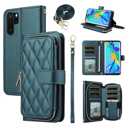 ELISORLI Schutzhülle für Huawei P30 Pro mit Handschlaufe, Schultergurt, 9 Kartenfächer, Reißverschluss, luxuriöses PU-Leder, Standfunktion, Handyhülle für Hawaii P30Pro P 30 Pro30, Damen, Grün ELISORLI Schutzhülle für Huawei P30 Pro mit Handschlaufe, Schultergurt, 9 Kartenfächer, Reißverschluss, luxuriöses PU-Leder, Standfunktion, Handyhülle für Hawaii P30Pro P 30 Pro30, Damen, Grün von ELISORLI
