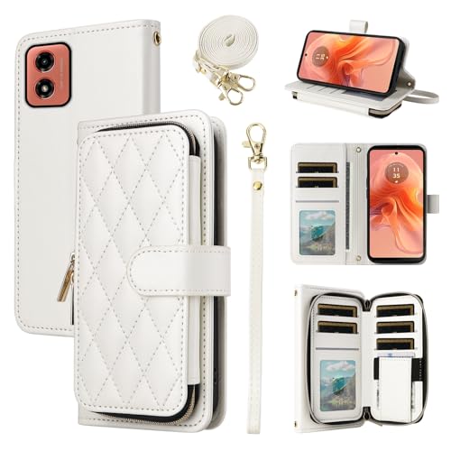 ELISORLI Schutzhülle für Moto G04/G04s mit abnehmbarer Handschlaufe, Schultergurt, 9 Kartenfächer, Reißverschluss, Geldbörse, luxuriöses PU-Leder, Ständer, Handyhülle für Motorola Moto G24, für ELISORLI Schutzhülle für Moto G04/G04s mit abnehmbarer Handschlaufe, Schultergurt, 9 Kartenfächer, Reißverschluss, Geldbörse, luxuriöses PU-Leder, Ständer, Handyhülle für Motorola Moto G24, für von ELISORLI