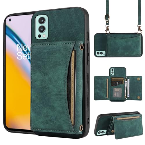 ELISORLI Schutzhülle für OnePlus Nord 2 5G, Brieftaschen-Schutzhülle mit Crossbody-Schultergurt und Leder-Kreditkartenfach, schmaler Ständer, Zubehör, One Plus On 1 Plus, 1 Plus, One+ 1 + Nord2, von ELISORLI