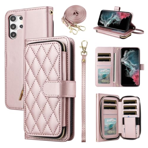 ELISORLI Schutzhülle für Samsung Galaxy S22 Ultra 5G mit Handschlaufe, Schultergurt, 9 Kartenfächern, Reißverschluss, luxuriöses PU-Leder, Standfunktion, Handyhülle für S22ultra 22S S 22 S22ultra5g ELISORLI Schutzhülle für Samsung Galaxy S22 Ultra 5G mit Handschlaufe, Schultergurt, 9 Kartenfächern, Reißverschluss, luxuriöses PU-Leder, Standfunktion, Handyhülle für S22ultra 22S S 22 S22ultra5g von ELISORLI