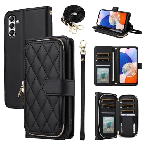 ELISORLI Schutzhülle für Samsung Galaxy S24/S25 5G, mit Handschlaufe, Schultergurt, Kartenhalter, PU-Leder, Reißverschluss, Geldbörse, Ständer, Handyhülle, für S 24, 24S, 25, 25S, G5, Mädchen, Schwarz ELISORLI Schutzhülle für Samsung Galaxy S24/S25 5G, mit Handschlaufe, Schultergurt, Kartenhalter, PU-Leder, Reißverschluss, Geldbörse, Ständer, Handyhülle, für S 24, 24S, 25, 25S, G5, Mädchen, Schwarz von ELISORLI