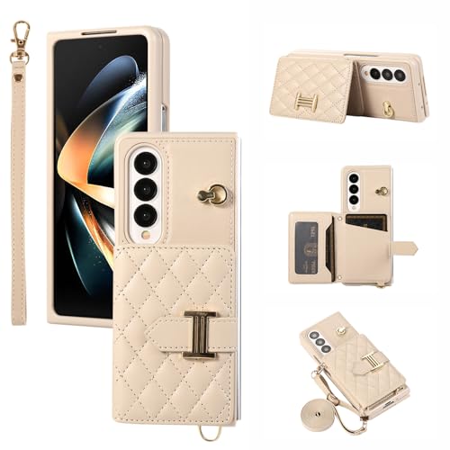 ELISORLI Schutzhülle für Samsung Galaxy Z Fold 3 5G 2021, Brieftaschen-Schutzhülle mit Schultergurt und Ständer, Leder, Kreditkartenfach, Handyzubehör, ZFold3, Z3, 3Z, ZFold35G, Beige ELISORLI Schutzhülle für Samsung Galaxy Z Fold 3 5G 2021, Brieftaschen-Schutzhülle mit Schultergurt und Ständer, Leder, Kreditkartenfach, Handyzubehör, ZFold3, Z3, 3Z, ZFold35G, Beige von ELISORLI
