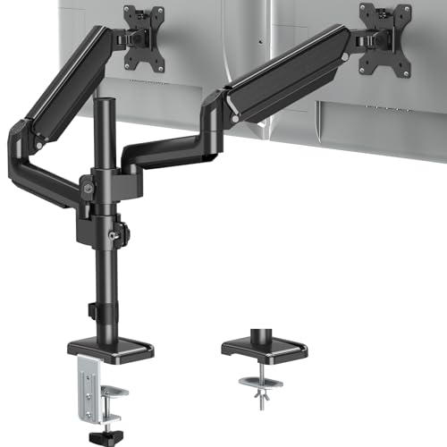 ELIVED Monitor Halterung 2 Monitore für 13-32 Zoll Bildschirme mit VESA 75/100, Gasdruckfeder 2 Monitorhalterung, Drehbar 360°, 9kg/Arm, Höhenverstellbar Monitor Arm EV6032 von ELIVED